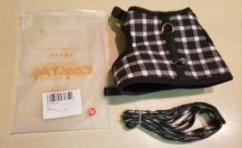 Dog Harness Soft Collar with Leash Black/White Plaid Medium (NEW) - $14.80
