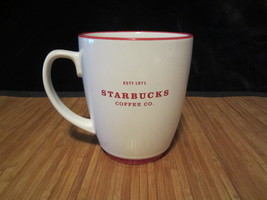 2008 Starbucks White with Red Abbey Logo Coffee Mug Tea Cup Large 16 Oz Est 1971 - £15.79 GBP
