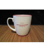 2008 Starbucks White with Red Abbey Logo Coffee Mug Tea Cup Large 16 Oz Est 1971 - $19.99