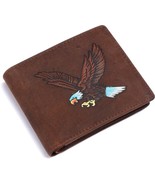 Luxury Brown Leather Bifold Wallet for Men | RFID Blocking | Eagle Motif... - $39.79