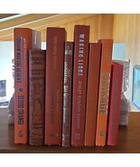 Orange Book Lot 8 Instant Library Staging Vintage Modern Decor Bookshelf... - €39,51 EUR
