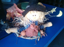 Halloween Decor Scarecrow Flower Basket Centerpiece Craft Supplies - $14.99