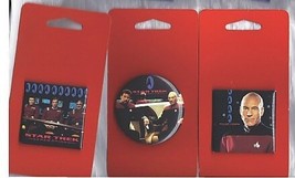 Star Trek Generations Movie Pin Buttons Lot of Three New on Card MINT - $24.99