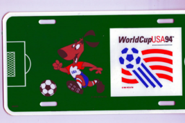 Soccer 1994 World Cup USA Souvenir License Plate and Pin Back Button Col... - £26.37 GBP