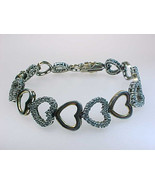 HEARTS TENNIS BRACELET Vintage STERLING Silver and Cubic Zirconia - 7 1/2 inches - $60.00