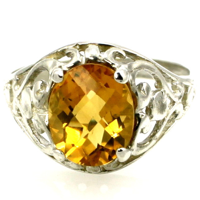 SR004, Citrine, 925 Sterling Silver Ring