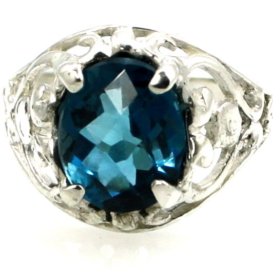 SR004, London Blue Topaz, Sterling Silver Ring
