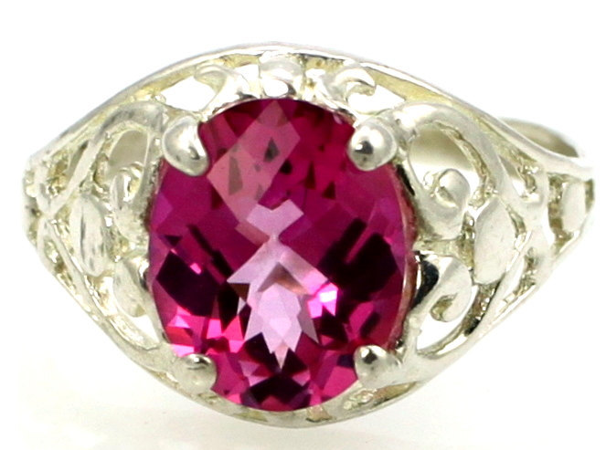 SR004, Pure Pink Topaz, Sterling Silver Ring