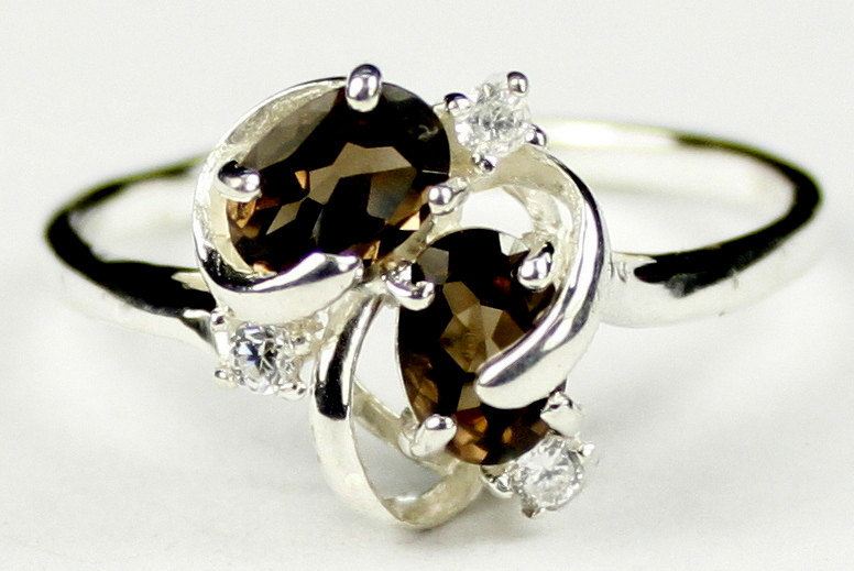 SR016, Smoky Quartz, 925 Sterling Silver Ring