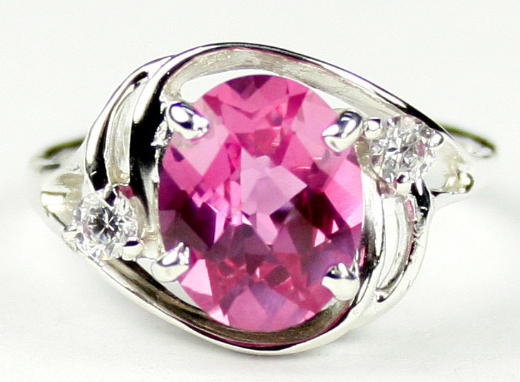 SR021, 10x8mm Pure Pink Topaz, 925 Sterling Silver Ring