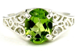 SR005, Natural Genuine Peridot, 925 Sterling Silver Ring - £66.89 GBP