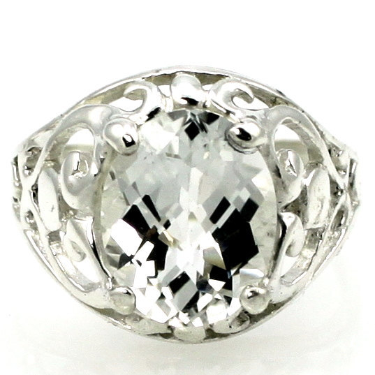 SR004, Silver Topaz, Sterling Silver Ring