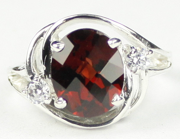 SR021, 10x8mm Mozambique Garnet, 925 Sterling Silver Ring