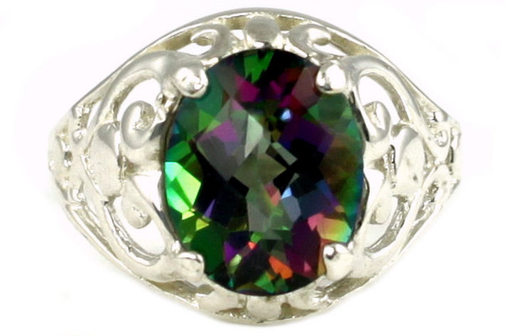 SR004, Mystic Fire Topaz, Sterling Silver Ring