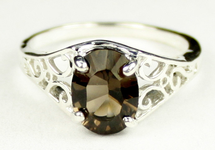 SR005, Smoky Quartz, 925 Sterling Silver Ring