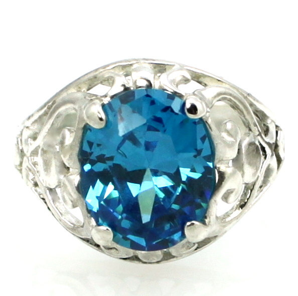 SR004, Swiss Blue Topaz, Sterling Silver Ring