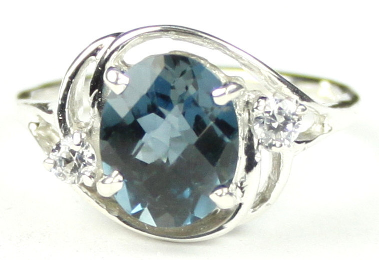 SR021, 10x8mm London Blue Topaz, 925 Sterling Silver Ring