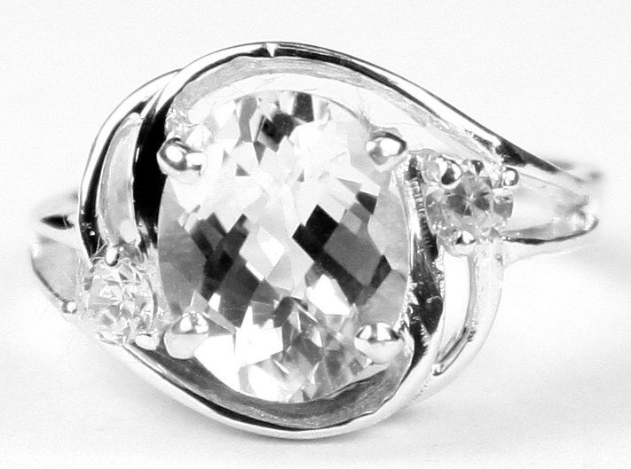 SR021, 10x8mm Silver Topaz, 925 Sterling Silver Ring