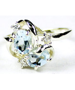 SR016, Aquamarine, 925 Sterling Silver Ring - £73.77 GBP