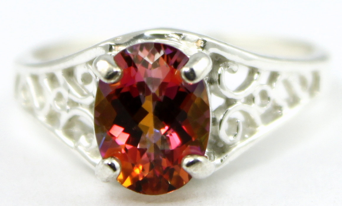 SR005, Twilight Fire Topaz, 925 Sterling Silver Ring