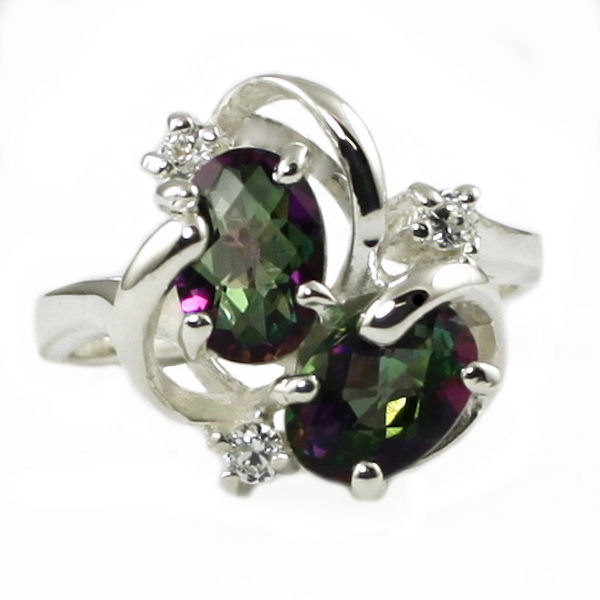SR016, Mystic Fire Topaz, 925 Sterling Silver Ring