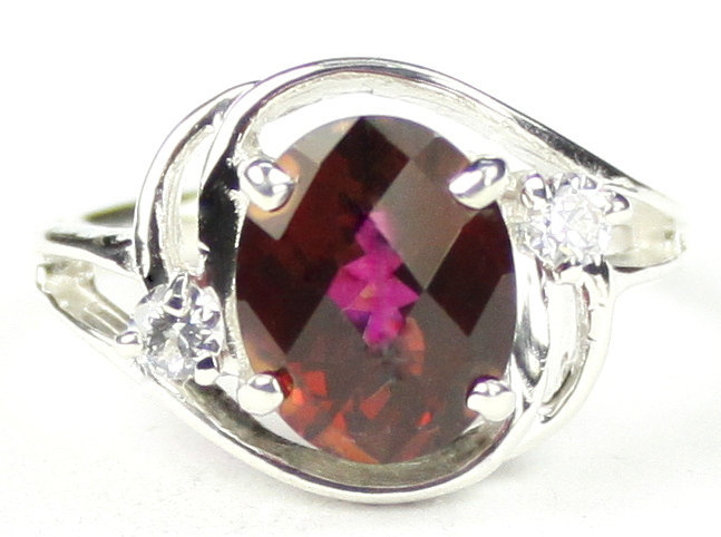SR021, 10x8mm Crimson Fire Topaz, 925 Sterling Silver Ring