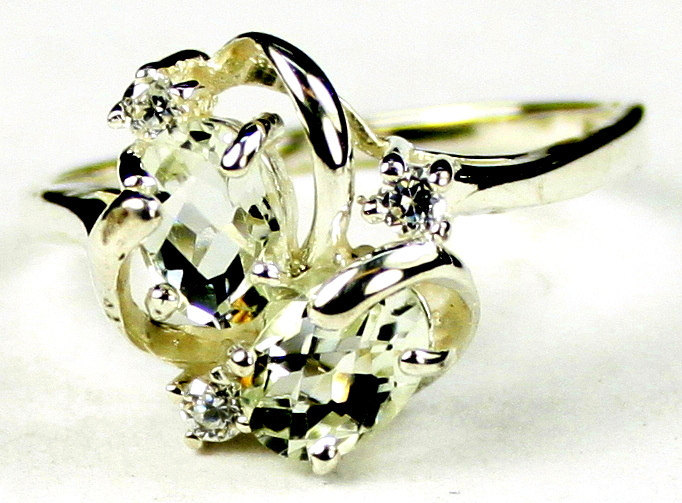 SR016, Green Amethyst, 925 Sterling Silver Ring