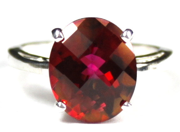 SR055, Crimson Fire Topaz, 925 Sterling Silver Ring