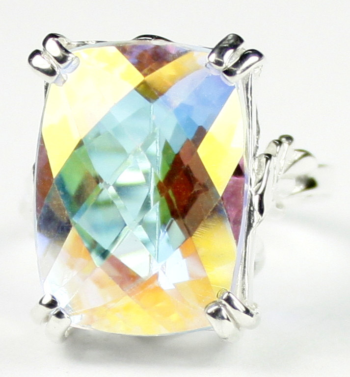 SR039, 18x13mm, 13 ct Mercury Mist Topaz, 925 Sterling Silver Ring