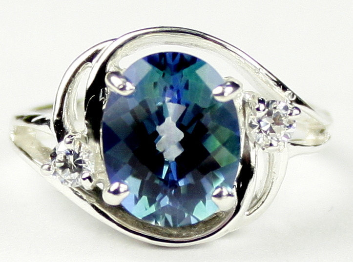 SR021, 10x8mm Neptune Garden Topaz, 925 Sterling Silver Ring