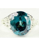 SR057, 12x10mm, 6 ct  Paraiba Topaz, 925 Sterling Silver Ring - £118.06 GBP