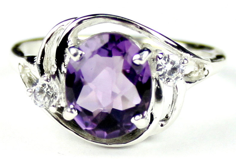 SR021, 10x8mm Amethyst, 925 Sterling Silver Ring