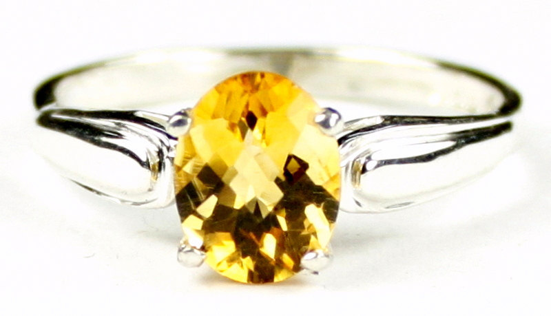 SR058, 9x7mm Citrine, 925 Sterling Silver Ring