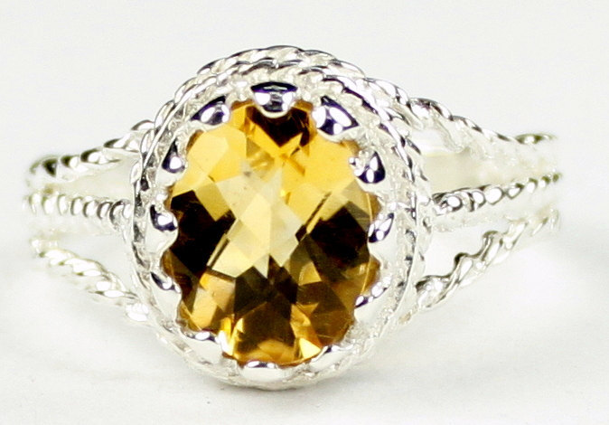 SR070, 9x7mm Citrine, 925 Sterling Silver Ring