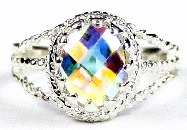 SR070, 9x7mm Mercury Mist Topaz, 925 Sterling Silver Ring