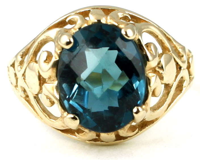 R004, London Blue Topaz, 10KY Gold Ring