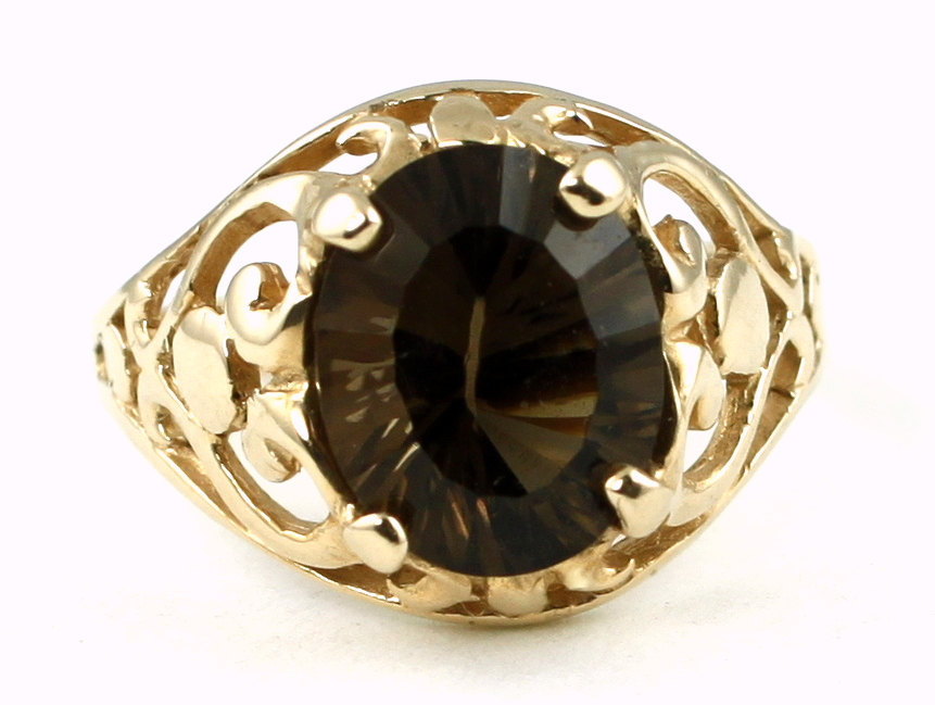 R004, Smoky Quartz, 10KY Gold Ring