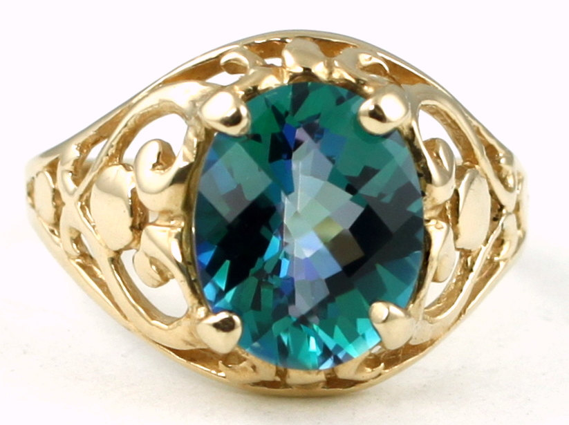 R004, Neptune Garden Topaz, 10KY Gold Ring - £237.67 GBP
