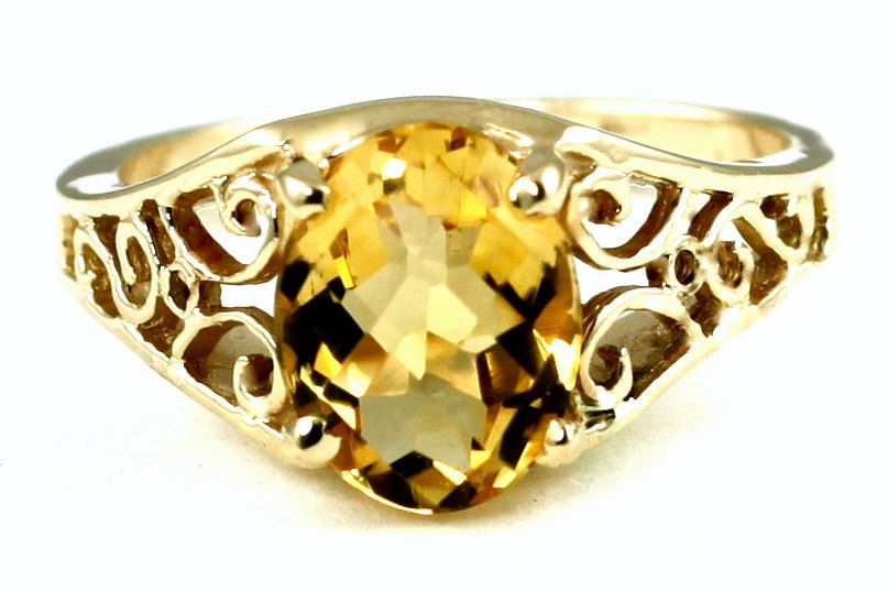 R005, Genuine Citrine, 10KY Gold Ring