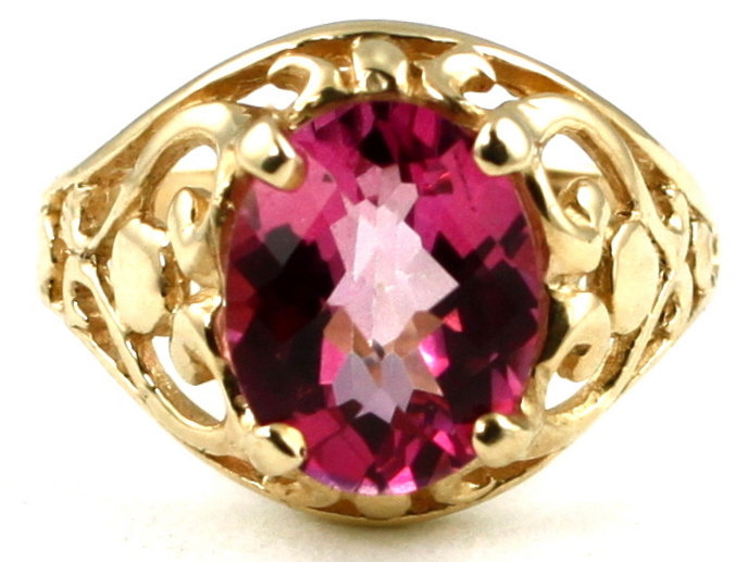 R004, Pure Pink Topaz, 10KY Gold Ring