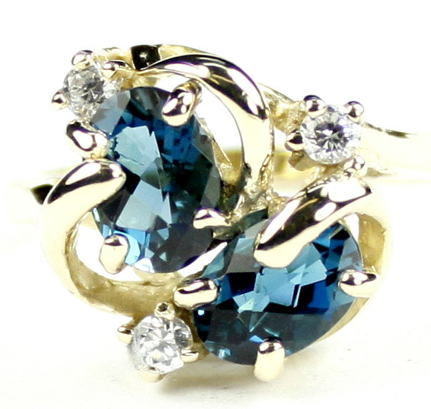 R016, London Blue Topaz, 10Ky Gold Ring