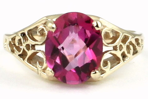 R005, Pure Pink Topaz, 10KY Gold Ring
