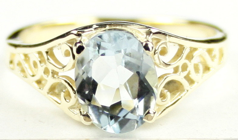 R005, Aquamarine, 10KY Gold Ring