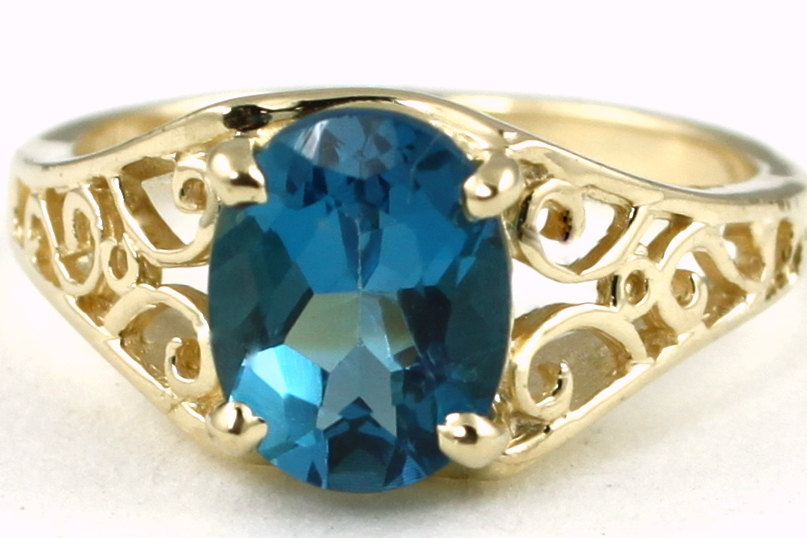 R005, London Blue Topaz, 10KY Gold Ring