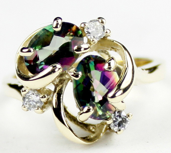 R016, Mystic Fire Topaz, 10Ky Gold Ring
