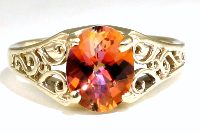 R005, Twilight Fire Topaz, 10KY Gold Ring