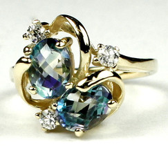 R016, Neptune Garden Topaz, 10KY Gold Ring - £207.26 GBP