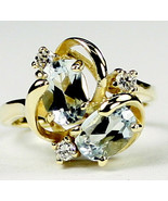 R016, Aquamarine, 10Ky Gold Ring - £235.93 GBP