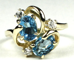 R016, Swiss Blue Topaz, 10Ky Gold Ring - £211.32 GBP