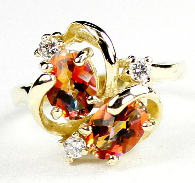 R016, Twilight Fire Topaz, 10Ky Gold Ring